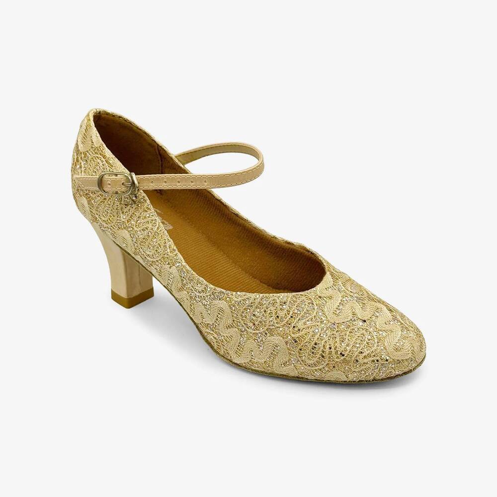 NEW SO DANCA women's rosalina closed toe ballroom shoe in spark gold